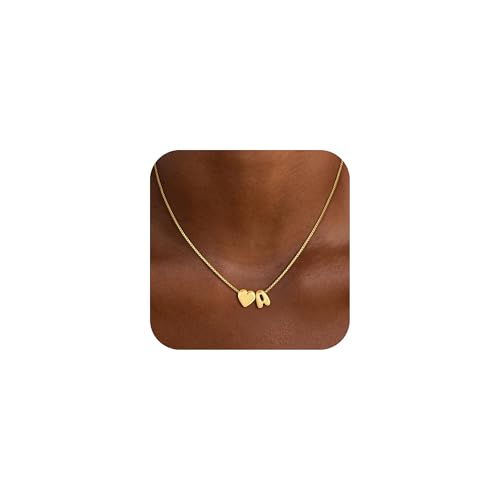 Heart Initial Necklace for Girls, Kids, Teen Gift