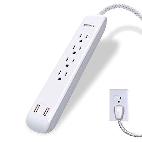 Philips 4 Outlet Surge Protector Power Strip with USB