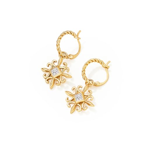 18k Gold Plated Chunky Twist Dangle Earrings Women