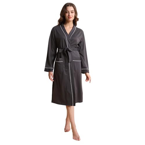 Women's Lightweight Kimono Robe Soft Bathrobe with Pockets