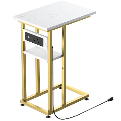 C-Shape Side Table with USB-C Charging Station