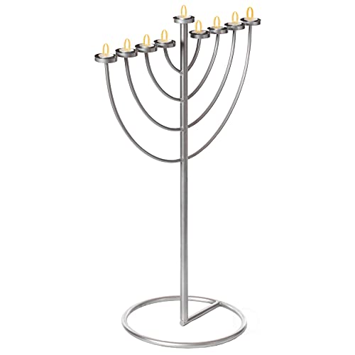 Modern 9 Branch Metal Hanukkah Menorah, Aluminum