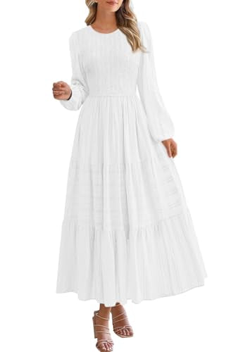 Long Sleeve Smocked Maxi Dress with Pockets Women (6 Colors)