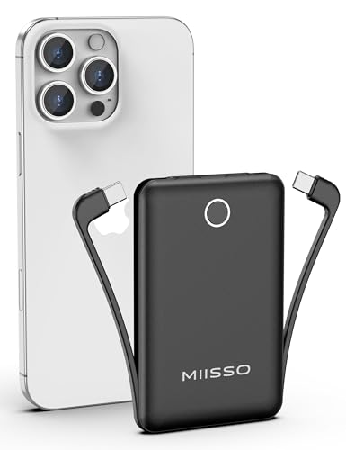 10000mAh Slim Portable Charger with Built-in Cable