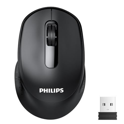 PHILIPS Wireless Ergonomic Mouse, Bluetooth USB, Silent, 1600DPI