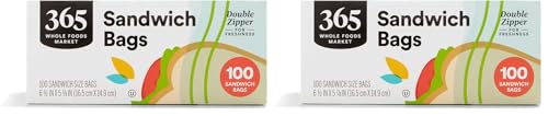 2 Pack Double Zipper Sandwich Storage Bags, 100 Count