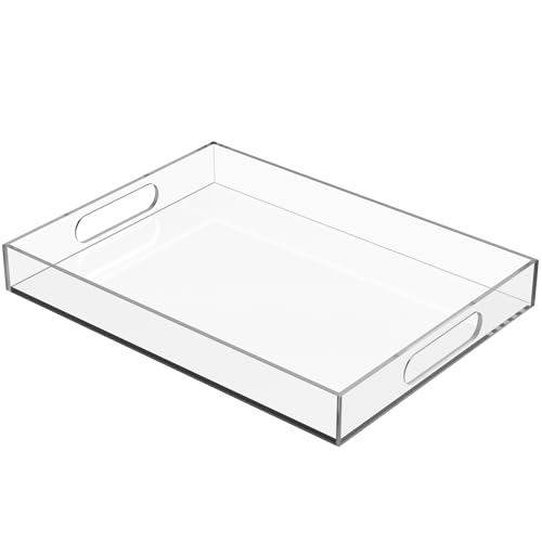 1 Pack Acrylic Serving Tray with Handles, 12x16 Inch