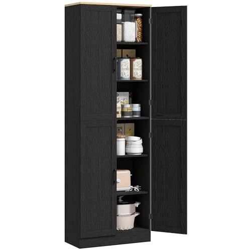Freestanding Kitchen Pantry Cabinet with Adjustable Shelves, 67"