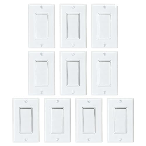 10 Pack Decorator Paddle Rocker Light Switches, Single Pole
