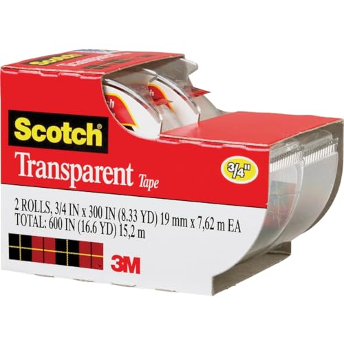 2 Pack Scotch Transparent Tape 3/4 in x 250 in