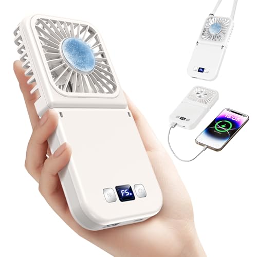 Portable Handheld Fan with Power Bank, Rechargeable, Foldable