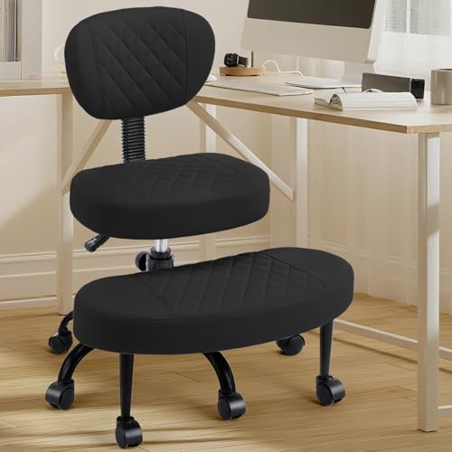 Ergonomic Cross Legged Office Chair with Wheels, Adjustable