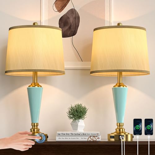 2 Pack Dimmable Touch Table Lamps with USB Ports