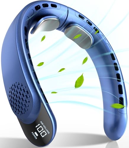 Rechargeable Neck Fan, Portable Personal Fan with LED Display