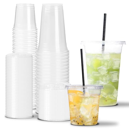 50 Pack 25oz Disposable Cups with Lids and Straws
