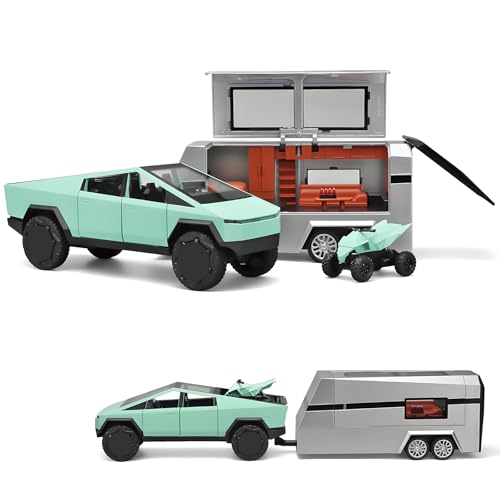 Diecast Pickup Truck and Trailer Toy with Lights