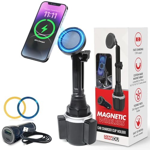 Wireless Car Cup Holder Mount with MagSafe Charger