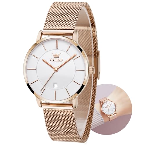 Women's Slim Waterproof Dress Watch with Date Display