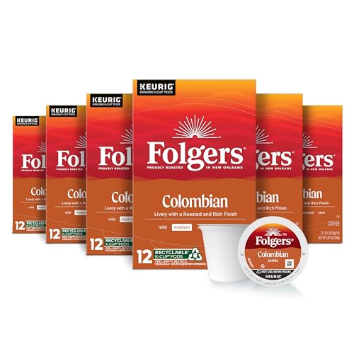 6 Pack Folgers Colombian Medium Roast Coffee K-Cups
