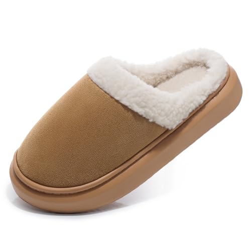Fuzzy Memory Foam Indoor Slippers for Women, Closed Toe