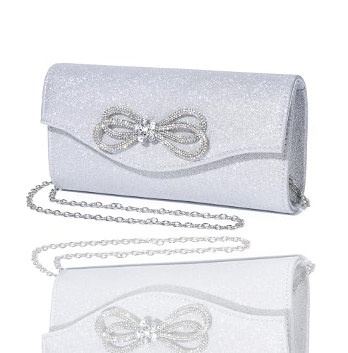 Diamond Bow Evening Clutch Purse Rhinestone Handbag