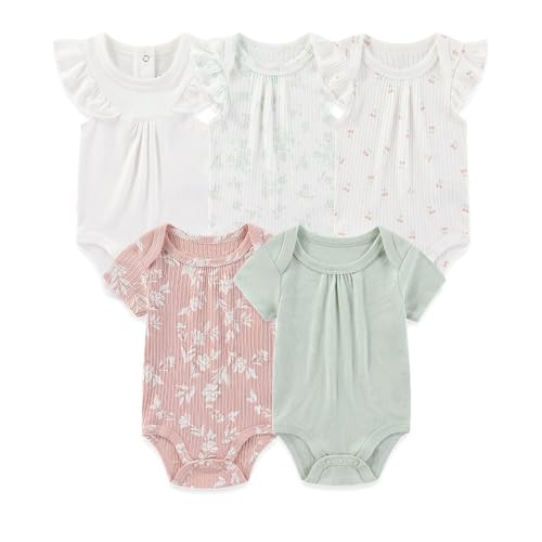 5 Pack Newborn Baby Bodysuit Short Sleeve Set