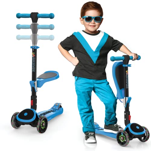 3 Wheel Kids Scooter with Seat and LED Lights