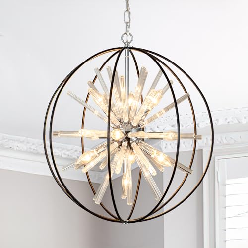22" Globe Crystal Sputnik Chandelier, 10-Light Modern Fixture