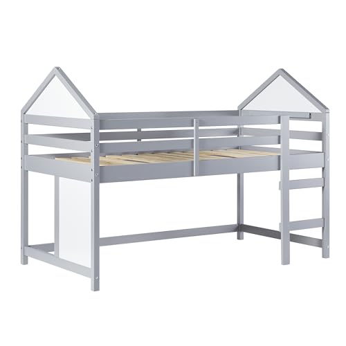 Walker Edison Kids Twin Low Loft Bed with Rails