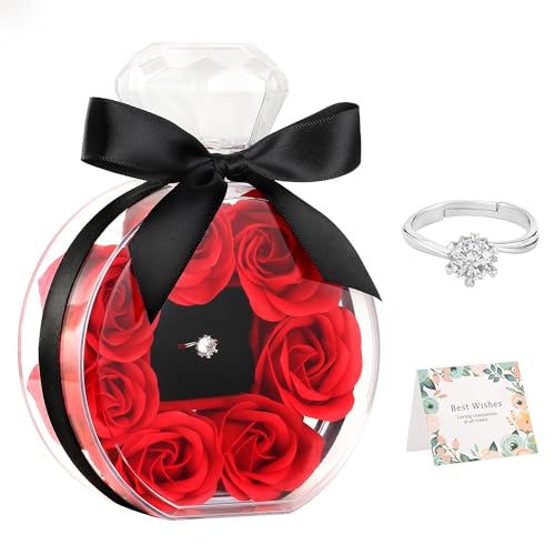 Preserved Rose Jewelry Box with 7 Artificial Flowers