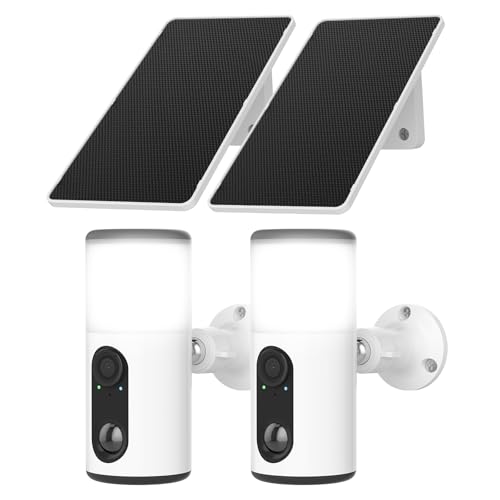 2 Pack Wireless Solar Outdoor Security Floodlight Cameras