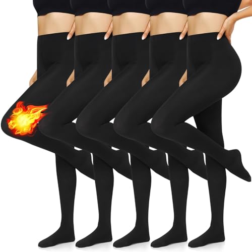 Fleece Lined Thermal Tights, Opaque Winter Pantyhose