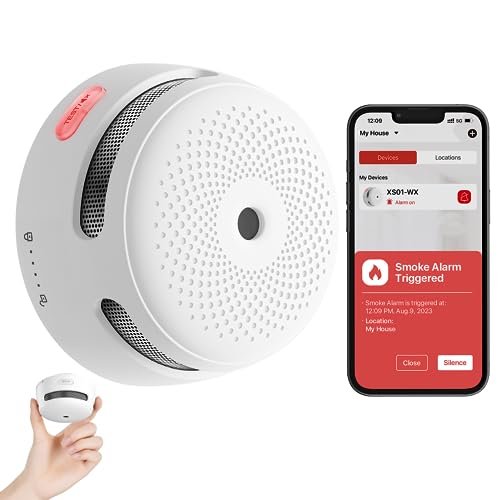 Smart Wi-Fi Smoke Detector Fire Alarm, Replaceable Battery
