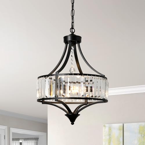 Crystal Chandelier Rustic Modern Farmhouse Pendant Light 16"