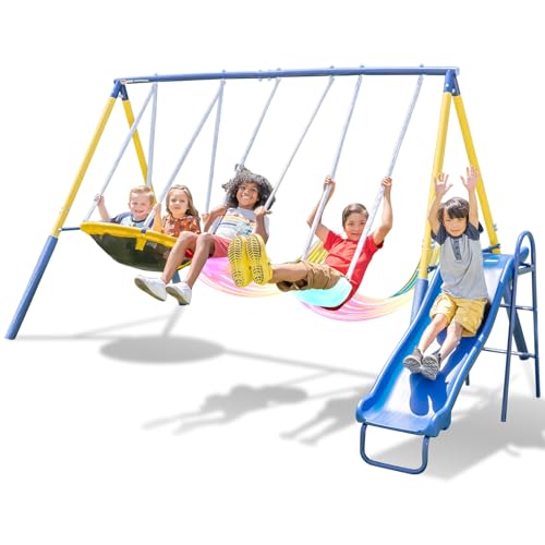 Sportspower Kids Outdoor Swing Set with Slide & Swings