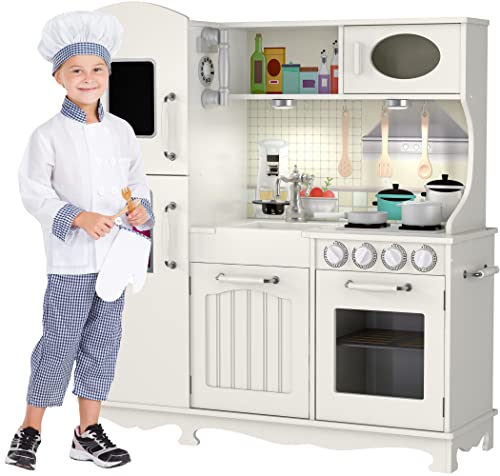 Wooden Play Kitchen Set for Kids with Accessories