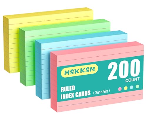 200 Pack Ruled Index Cards 3x5 for Study