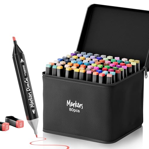 80 Pack Dual Tip Alcohol Markers for Drawing