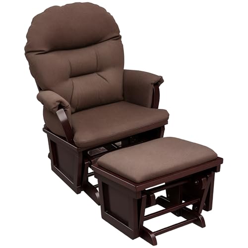 Nursery Glider Rocking Chair with Ottoman, Padded Cushion