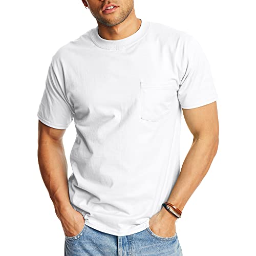 1 Pack Hanes Men's Beefy-T Pocket T-Shirt Medium