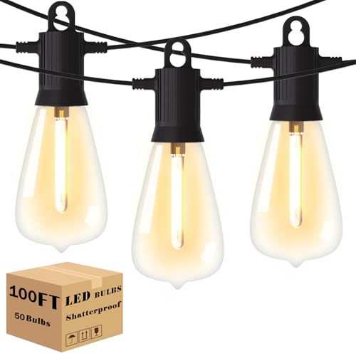100 ft Outdoor LED String Lights for Patio