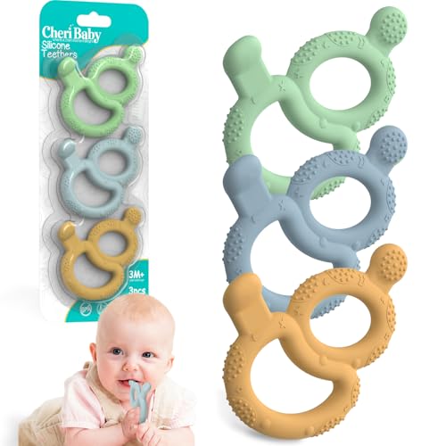 3 Pack Silicone Baby Teething Rings Infant Toys