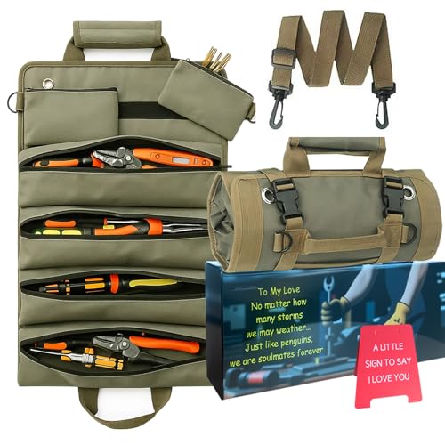 Roll Up Tool Bag Organizer, Heavy Duty Waterproof, 6 Pockets