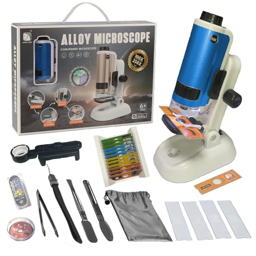 Kids Pocket Microscope 100x-250x with Slides, STEM Toy