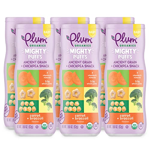 6 Pack Plum Organics Baby Puffs Carrot Broccoli Snacks