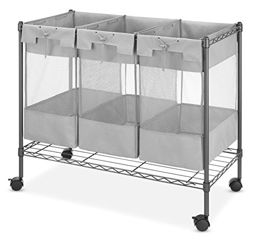 Whitmor 3 Bag Laundry Sorter Rolling Organizer