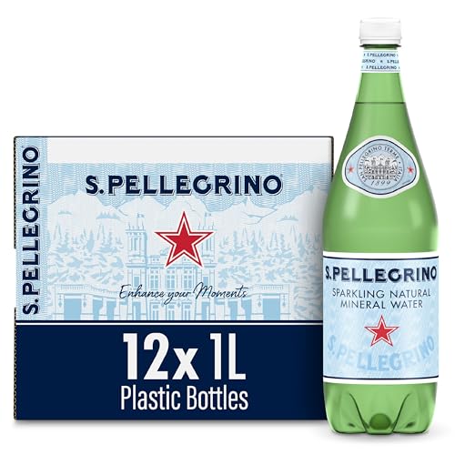 12 Pack San Pellegrino Sparkling Mineral Water Bottles 33.8oz