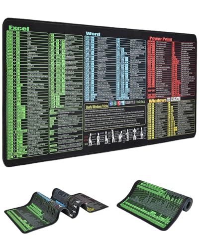 Large Excel Cheat Sheet Desk Pad Waterproof Mouse Pad
