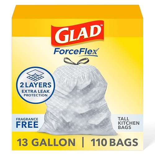 Glad ForceFlex 13 Gallon Kitchen Trash Bags, 110 Count
