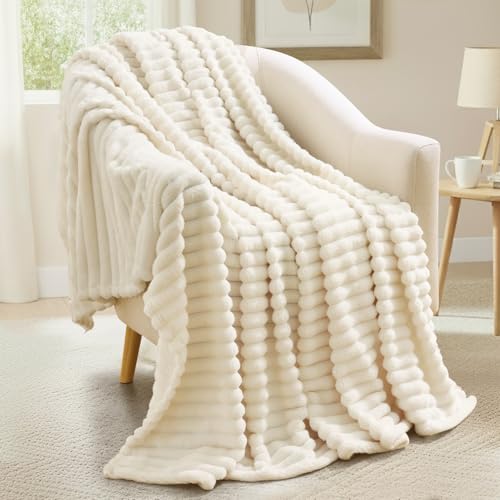 Soft Fleece Lightweight Ribbed Sofa Blanket